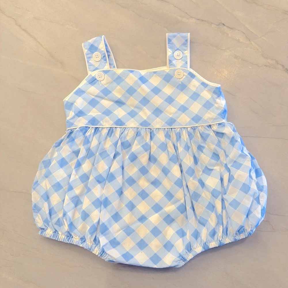 Rachel Riley - Blue Gingham Bubble - 12M